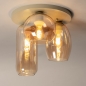 Foto 75269-3: Beige Deckenlampe mit drei verschiedenen Formen von Champagner-Gläsern