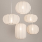 Foto 75272-4 niet_in_feed: Grote japandi hanglamp met vijf lampionnen van witte stof 