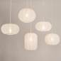 Foto 75272-7: Grote japandi hanglamp met vijf lampionnen van witte stof 