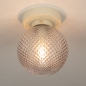 Foto 75275-2: Beige plafondlamp met bol van subtiel rookglas 