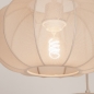 Foto 75299-17: Grote japandi hanglamp met vijf lampionnen van taupe stof en ovale plafondplaat