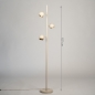 Foto 75376-1: Beige retro vloerlamp met drie bollen met gouden binnenkant G9 dimbaar