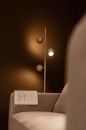 Foto 75376-12: Beige Retro-Stehlampe mit drei Kugeln – G9 dimmbar, goldene Innenseite