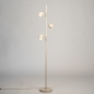 Foto 75376-3: Beige retro vloerlamp met drie bollen met gouden binnenkant G9 dimbaar