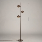 Foto 75377-1 maatindicatie: Bruine vloerlamp met drie bollen met gouden binnenkant G9 dimbaar 