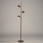 Foto 75377-3: Bruine vloerlamp met drie bollen met gouden binnenkant G9 dimbaar 