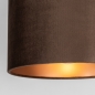 Foto 75398-3: Ronde lampenkap in bruin fluweel 25 cm met metallic binnenkant