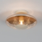 Foto 75436-4: Ronde, beige plafondlamp voorzien van champagne-kleurig glas