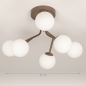 Foto 75466-1: Bruine plafondlamp met zes witte bollen