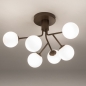 Foto 75466-2: Bruine plafondlamp met zes witte bollen