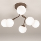 Foto 75466-3: Bruine plafondlamp met zes witte bollen