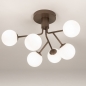 Foto 75466-4: Bruine plafondlamp met zes witte bollen