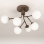 Foto 75466-5: Bruine plafondlamp met zes witte bollen