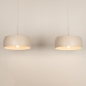 Foto 75471-6: Grote beige hanglamp met twee kappen