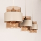 Foto 75521-10: Beige hanglamp voorzien van drie glazen kappen