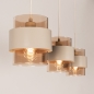 Foto 75521-7: Beige hanglamp voorzien van drie glazen kappen