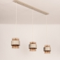 Foto 75521-8: Beige hanglamp voorzien van drie glazen kappen
