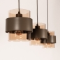 Foto 75522-10: Bruine hanglamp voorzien van drie glazen kappen