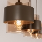 Foto 75522-11: Bruine hanglamp voorzien van drie glazen kappen