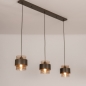 Foto 75522-2: Bruine hanglamp voorzien van drie glazen kappen