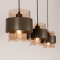 Foto 75522-7: Bruine hanglamp voorzien van drie glazen kappen