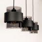Foto 75523-10: Zwarte hanglamp voorzien van drie rookglazen kappen