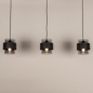 Foto 75523-6: Zwarte hanglamp voorzien van drie rookglazen kappen