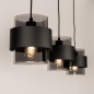 Foto 75523-7: Zwarte hanglamp voorzien van drie rookglazen kappen