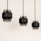 Foto 75523-9: Zwarte hanglamp voorzien van drie rookglazen kappen