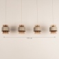 Foto 75526-1: Beige hanglamp voorzien van vier glazen kappen