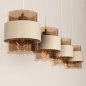 Foto 75526-10: Beige hanglamp voorzien van vier glazen kappen