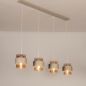 Foto 75526-2: Beige hanglamp voorzien van vier glazen kappen