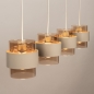 Foto 75526-6: Beige hanglamp voorzien van vier glazen kappen