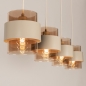 Foto 75526-7: Beige hanglamp voorzien van vier glazen kappen