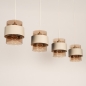 Foto 75526-9: Beige hanglamp voorzien van vier glazen kappen