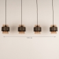 Foto 75527-1: Bruine hanglamp voorzien van vier glazen kappen