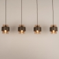 Foto 75527-5: Bruine hanglamp voorzien van vier glazen kappen