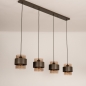 Foto 75527-8: Bruine hanglamp voorzien van vier glazen kappen