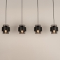 Foto 75528-4: Zwarte hanglamp voorzien van vier rookglazen kappen