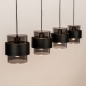 Foto 75528-6: Zwarte hanglamp voorzien van vier rookglazen kappen