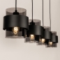 Foto 75528-7: Zwarte hanglamp voorzien van vier rookglazen kappen