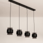Foto 75528-8: Zwarte hanglamp voorzien van vier rookglazen kappen