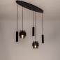 Foto 75533-3: Vijf lichts hanglamp in zwarte kleur; stoer en sfeervol tegelijk!