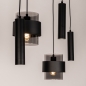 Foto 75533-5: Vijf lichts hanglamp in zwarte kleur; stoer en sfeervol tegelijk!