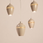 Foto 75587-10: Beige hanglamp, voorzien van zes lichtpunten in een unieke vormgeving, voorzien van een easy lift systeem