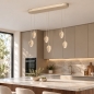 Foto 75587-14: Beige Pendelleuchte mit sechs Lichtquellen in einzigartigem Design, ausgestattet mit einem praktischen Easy-Lift-System.
