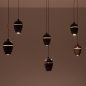 Foto 75588-15: Bruine hanglamp, voorzien van zes lichtpunten in een unieke vormgeving, voorzien van een easy lift systeem
