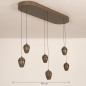 Foto 75588-17 maatindicatie: Bruine hanglamp, voorzien van zes lichtpunten in een unieke vormgeving, voorzien van een easy lift systeem