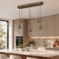 Foto 75588-20: Braune Pendelleuchte mit sechs Lichtquellen in einzigartigem Design, ausgestattet mit einem praktischen Easy-Lift-System.