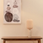 Foto 75609-12: Beige, schmale Tischlampe mit länglichem Lampionschirm